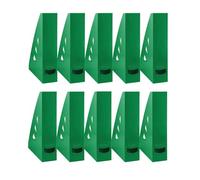 OFFICER PRODUCTS 21215521-02 Lot de 10 porte-revues design moderne A4 Couleur : vert/plastique dur/ajouré/Organiseur de bureau pour magazines/incassables