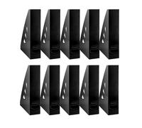 OFFICER PRODUCTS 21215521-05 Lot de 10 porte-revues au design moderne A4 Couleur : noir/plastique dur/ajouré/organiseur de bureau pour magazines/incassables