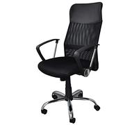 OFFICER PRODUCTS Chaise de Bureau Corfu/Chaise de Bureau Ergonomique Chaise Pivotante/Membranes Tissu et Similicuir/Fauteuil de Bureau avec Roulettes, Couleur: Noir