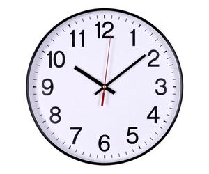 Officer Products Horloge Murale en Plastique - 34 cm - Chiffres Arabes - Horloge Murale silencieuse à Quartz - pour l'école, Le Bureau, Le Salon, la Cuisine - Analogique - Moderne - Ronde décorative
