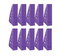 OFFICER PRODUCTS Lot de 10 porte-revues au design moderne A4 - Couleur : violet/plastique dur/ajouré/organiseur de bureau pour magazines/incassables