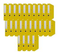 OFFICER PRODUCTS Lot de 24 classeurs de documents A4/50 mm/5 cm/Jaune/Couverture en plastique PP/Classeurs à levier/Protections de bords métalliques/Organisation du bureau