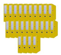 OFFICER PRODUCTS Lot de 24 classeurs de documents A4/75 mm/7,5 cm/Jaune/Couverture en plastique PP/Classeurs à levier/Protections de bords métalliques/Organisation du bureau