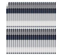 OFFICER PRODUCTS Lot de 50 stylos à bille gel - Encre gel - Noir - Diamètre de la boule : 0,5 mm - Encre résistante à l'eau et ne se décolore pas - Poignée en caoutchouc