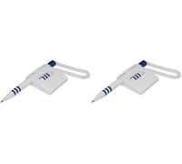 OFFICER PRODUCTS Stylo à bille avec cordon télescopique Basic/couleur d'écriture bleu/porte-stylo/autocollant/Couleur : bleu/blanc (Lot de 2)