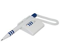 OFFICER PRODUCTS Stylo à bille avec cordon télescopique Basic/couleur d'écriture bleu/porte-stylo/autocollant/Couleur : bleu/blanc