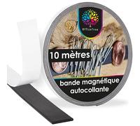 OfficeTree 10m Bande Magnetique Adhesive - Noir - 12,7mm Largeur - Rouleau Aimanté Adhésif - Ruban Magnétique Adhésif - Bande Magnétique Autocollante - Bande Aimantée - Bande Magnétique Adhésive