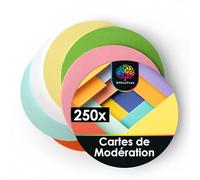 OfficeTree 250x Cartes de Modération 10x10 cm - 6 Couleurs - 150g - Rond - Parfaites pour les Présentations, les Ateliers & les Brainstormings - Fiche Bristol - Flash Cards - Carte Bristol