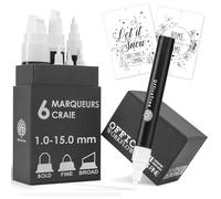 OfficeTree 6 marqueurs craie liquide blanche - Pointes interchangeables de 1 mm à 15 mm - Marqueur blanc ardoise noire