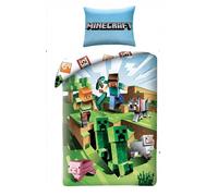 Halantex - Parure de lit Minecraft Cactus Run - Coton - Housse de couette 140x200 cm + taie 70x90 cm