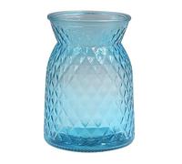 OFFIDIX Vase en verre texturé en treillis moderne conique décoratif (bleu) | Pour table, décoration d'intérieur, bureau, mariage, salon