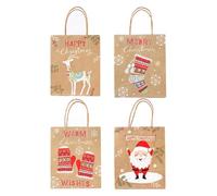 OFFIGAM 12 Paquet en Papier Kraft pour Présents de Noël, 23 X 18 X 10 Cm, Design Festif, Portables, pour Biscuits et Friandises Lors de Fêtes de Noël Plusieurs styles