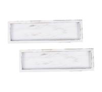 OFFIGAM 2 Pièces Plateau Décoratif Style Rustique Rectangulaire Multifonctionnel Centre de Table Polyvalent en Bois Blanc pour Table Basse Cuisine