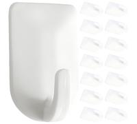 OFFIGAM 24 Crochets Muraux Adhésifs Blancs en Abs, Crochets Multifonctions Robustes pour Clés et Serviettes, pour Rangement Bijoux et Organisation Murale