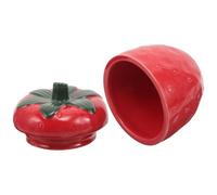 OFFIGAM Bocal à Fraises en Céramique Rouge avec Couvercle Hermétique, Solution de Rangement Polyvalente pour Bonbons et Snacks, Décoration Mignonne Cuisine ou Étagère