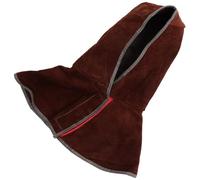 OFFIGAM Cagoule de Soudage en Cuir de Vachette Marron Ignifuge avec Protection du Cou et Drapé Épaules pour Soudeuse Anti-étincelles et Anti-feu Couleur Aléatoire