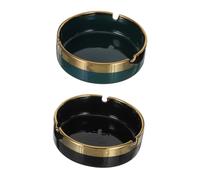 OFFIGAM Cendrier Rond en Céramique, Cendrier de Terrasse Portable et Coupe-Vent, Style Rétro Élégant pour Balcon et Bureau