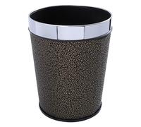 OFFIGAM Corbeille à Papier en Cuir de Style Européen Rétro sans Couvercle, Grosse Ouverture Spacieuse, Salon Bureau, Matériau Cuir et Acier Inoxydable