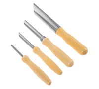 OFFIGAM Ensemble de 4 Outils Perforateurs Circulaires en Acier Inoxydable Manche en Bois, Robustes et Polyvalents pour Argile et Plastique, pour Poterie et Écoles