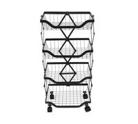 OFFIGAM Étagère Cuisine Pliable Design Multi-étages en Acier Carbone Noir, Rack de Rangement Fiable à 4 Niveaux pour Fruits et Légumes, pour Salon Cuisine