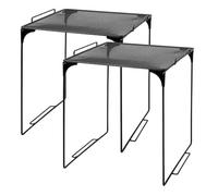OFFIGAM Étagère de Rangement Pliable en Métal Noir 2pcs Solution Stable et Polyvalente avec Poignée pour Organisateur sous Évier, pour Placards et Garde-Manger