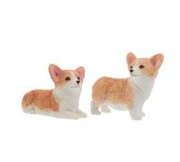 OFFIGAM Figurines de Chien Miniature Corgi Design Compact et Léger en Résine Orange 2pcs Sculpture Créative et Mignonne pour Décoration de Bureau ou Étagère