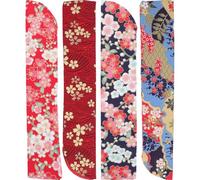 OFFIGAM Housse D'éventail Pliant en Tissu de Soie Vintage pour Mariages et Fêtes D'anniversaire Lot de 4 Pièces Pratique et Élégante Pochette Portable pour Éventail à Main