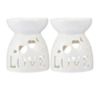 OFFIGAM Lampe à Parfum en Céramique 2pcs pour Bureau et Chambre, Facile à Utiliser, Design Relaxant et Éclairage Décoratif Blanc