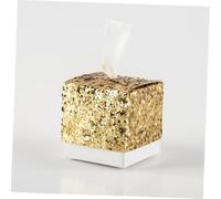 OFFIGAM Lot de 25 Boîtes à Bonbons en Papier Or Design Pailleté, Légères et Décoratives pour Mariage, Shower et Fêtes