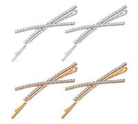 OFFIGAM Lot de 4 Pinces à Cheveux Strass en Métal Forme X, Élégantes et Faciles à Porter, pour Mariages et Fêtes