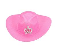 OFFIGAM Mini Chapeau de Cowboy Accessoire Mignon Rose en Tissu Léger pour Décoration de Fête Western Bouteilles Couronne pour Événements à Thème