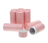 OFFIGAM Organisateur de Sachets de Thé en Papier Kraft Rose, Lot de 10 Tubes Cylindriques avec Couvercles, Boîte en Carton Compacte pour Bureau et Usage Personnel