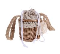 OFFIGAM Panier de Rangement Décoratif Rond pour Fruits et Snacks Panier à Dragées Marron Fait Main en Osier Tressé Plan de Travail la Cuisine