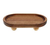 OFFIGAM Plateau Décoratif en Bois Ovale, Plateau de Toilette pour Parfum, Khaki, pour Huiles Essentielles et Bibelots, Centre de Table et Maison