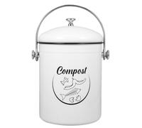 OFFIGAM Poubelle de Compost Design Moderne et Minimaliste 5l en Fer Blanc avec Couvercle Cuisine Solide et Anti-odeurs, Comptoir