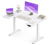 OffiGo Bureau Assis Debout avec Mémoire, 120×70 cm, Blanc | Plateau en U, 2 mémoires, bureau assis debout électrique, hauteur réglable 72-118 cm, moteur silencieux