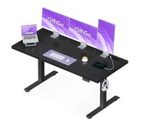 OffiGo Bureau Assis Debout Électrique 180x70 cm, 35 mm Épaisseur, Table Debout Réglable en Hauteur, avec Prise de Courant, Standing Desk T Stables, Ergonomie Bureau & Gaming, Noir