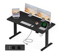 OffiGo Bureau Assis Debout Electrique avec Prise 160 x 80 cm, Noir | Bureau Electrique avec port USB et 2 Mémoires. Bureau Reglable en Hauteur électrique pour Home Office et Travail Confortable