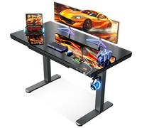 OffiGo Bureau Assis Debout en Verre avec Tiroir 120×60 cm, Noir | Bureau électrique en verre avec tiroir, Bureau réglable en hauteur avec USB et Type C, Table assis debout pour télétravail