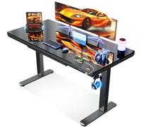 OffiGo Bureau Assis Debout en Verre avec Tiroir 140×60 cm, Noir | Bureau électrique en verre avec tiroir, Bureau réglable en hauteur avec USB et Type C, Table assis debout pour télétravail