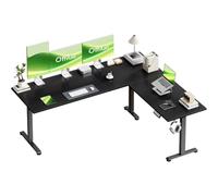 OffiGo Bureau d'angle Assis Debout, 180 x 140 cm Bureau Gaming, Noir | Ergonomique Réglable Hauteur en Bureaus d'ordinateur Assis Debout, Bureau Réglable en Hauteur pour Bureau à Domicile
