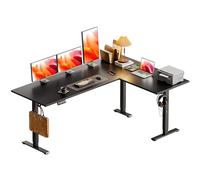 OffiGo Bureau électrique en L, 160 x 120 cm Ergonomique réglable Hauteur en Bureaus d'ordinateur Assis Debout, pour Bureau à Domicile, Noir