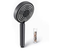 OFFO Pommeau de Douche Anti Calcaire 6 Modes, XXL 130mm, Chrome Noir | Douchette Économie d'eau avec Filtre, Grande Couverture, Jets Réglables pour une Douche Confortable au Quotidien