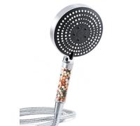 OFFO Pommeau de Douche avec Tuyau 1,6m Filtre Visible Transparent | Pommeau de Douche Anti Calcaire 6 Modes, Poignée Transparente, Économie d'eau Haute Pression, Flexible Douche, Gris Chrome