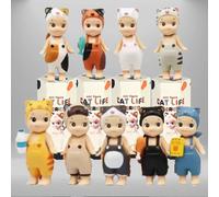 Offre Spéciale : Figurines Mini Cat Life Series - Boîte Mystère Mignonne Bébé en Tenue de Chat Kawaii - Ornements de Table random6 pcs
