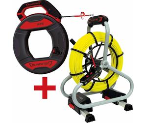 Offre spéciale kit professionnel RUNPOTEC, tige en fibre de verre 4,5 mm 60 m, filetage RTG 6 mm, avec enrouleur Runpo5 30 m, 1 pièce.