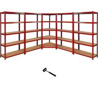 Offre spéciale Monster Racking : 1 étagère d'angle Z-Rax rouge et 4 étagères Z-Rax rouges pour charges lourdes. Étagère de garage, d'atelier, en acier, industrielle, de cave, à emboîter, sans vis. Lot