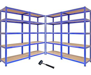 Offre spéciale Monster Racking : lot de 4 rayonnages T-Rax – Rayonnage haute capacité, pour garage, en acier, industriel, d'atelier, à emboîter, 90 cm x 45 cm x 180 cm 100 % sans vis + marteau en caou