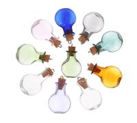 OFFSCH 10pièces Mini Bocaux Verre Transparent Coloré avec Bouchon Liège Couvercles Étanches pour DIY Décoration Potion Messages Les Bouteilles pour Partie Mariage Couleur Aléatoire