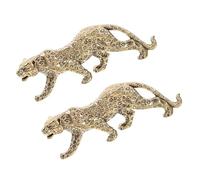 OFFSCH 2 Pièces Ornement Léopard en Laiton, Statue de Guépard Décorative Rétro, Miniature, Or, pour Étagères et Maison, Décoration de Bureau Feng Shui